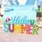 Metal Hello Summer Sign, Summer Decorations for Home, Office, Shelf, Mantel, Indoor, Beach Slippers Tabletop Centerpiece Decoration, Watermelon Red Decor (Beach)